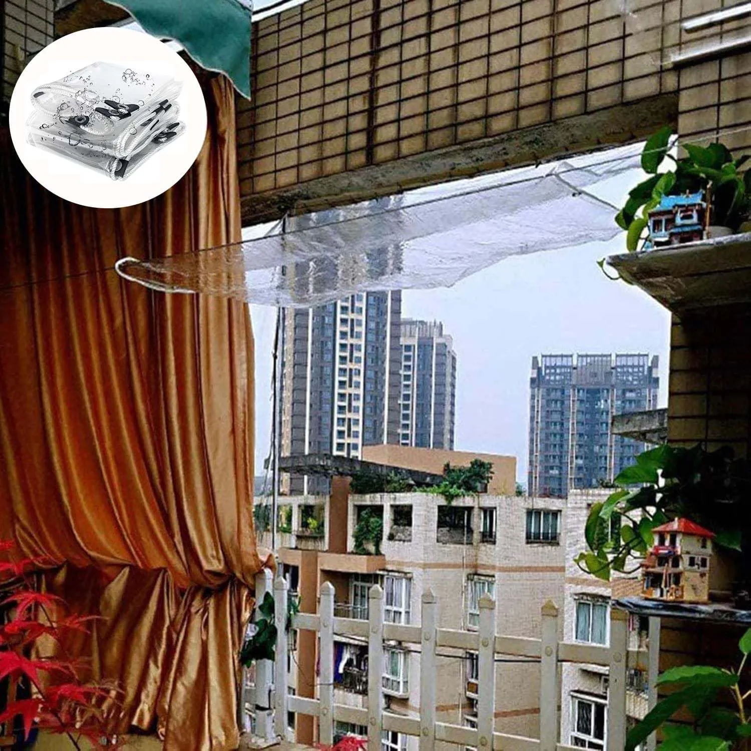 Heavy Duty Clear PVC Tarp 4.3x6.6ft, Clear Waterproof Tarps Tear Resistant with Grommets, PVC Tarpaulin Transparent Cover for Boat, Patio & Garden