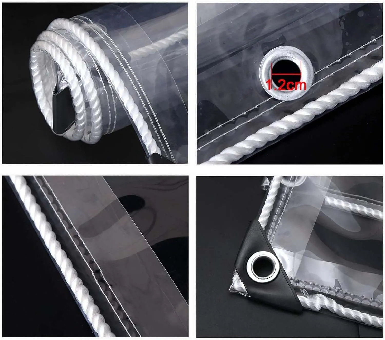 Heavy Duty Clear PVC Tarp 4.3x6.6ft, Clear Waterproof Tarps Tear Resistant with Grommets, PVC Tarpaulin Transparent Cover for Boat, Patio & Garden