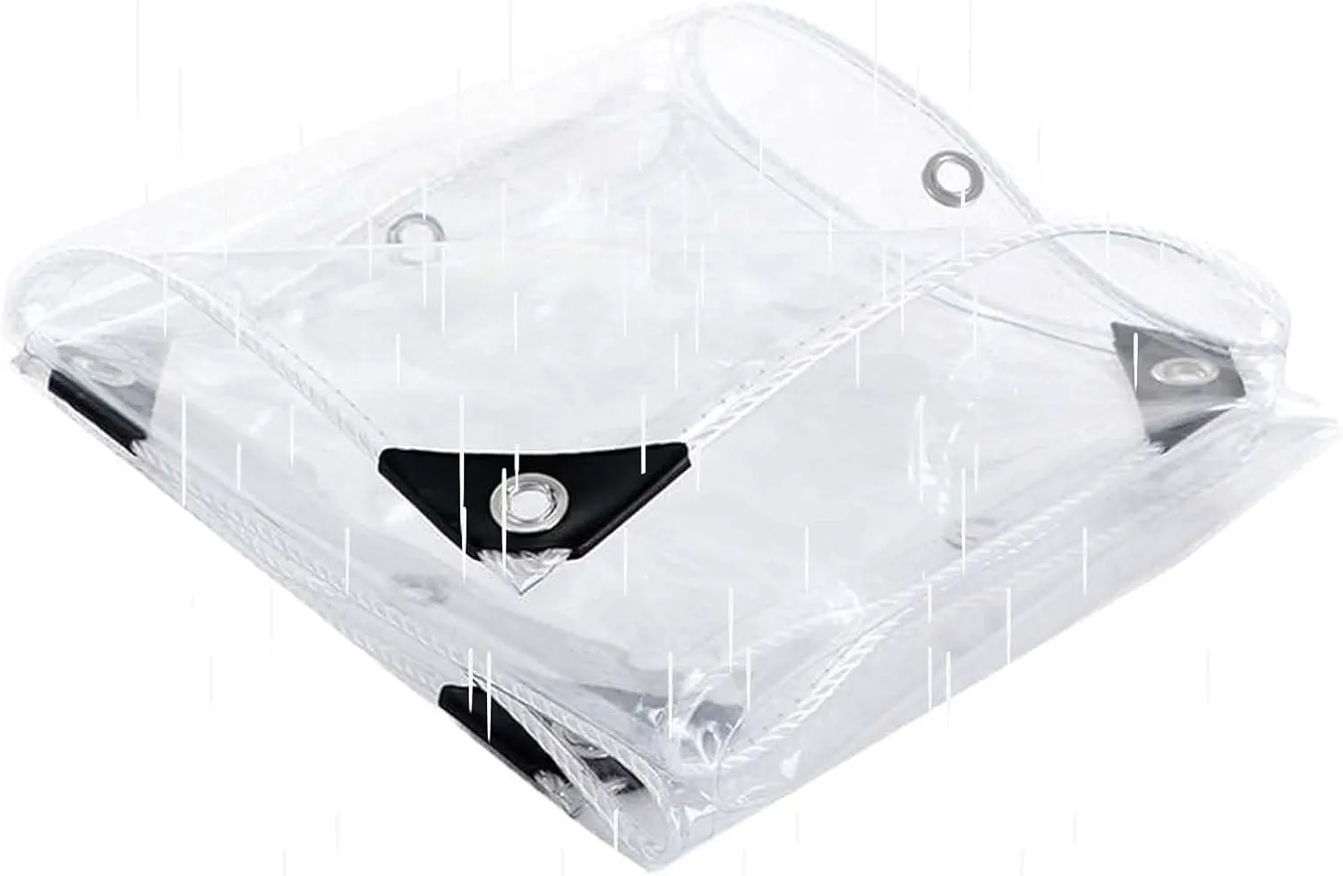 Heavy Duty Clear PVC Tarp 4.9x4.9ft, Transparent PVC Tarpaulins, Waterproof Transparent Tarpaulin, Tear Resistant with Grommets for Camping & Greenhouse
