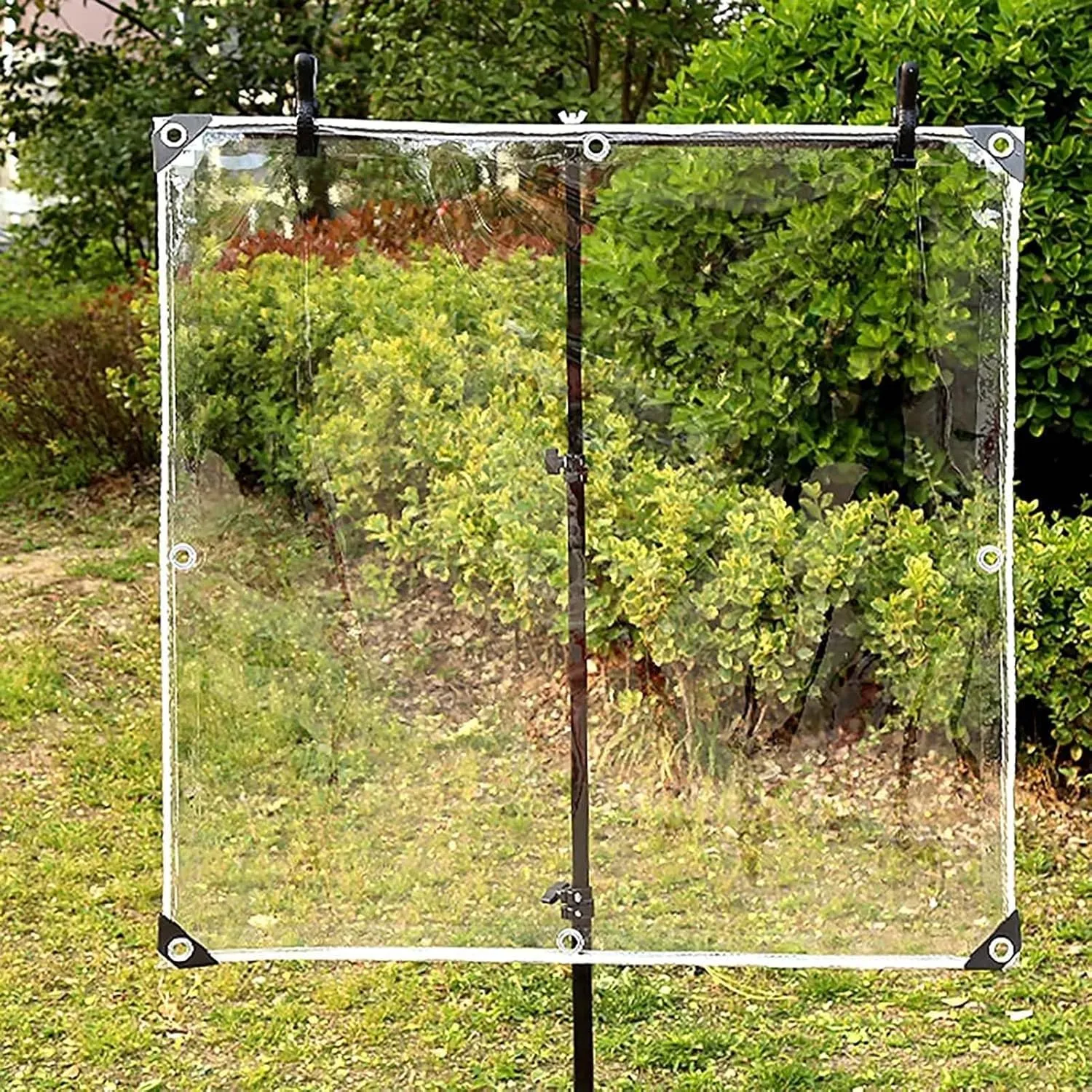 Heavy Duty Clear PVC Tarp 4.9x4.9ft, Transparent PVC Tarpaulins, Waterproof Transparent Tarpaulin, Tear Resistant with Grommets for Camping & Greenhouse