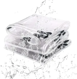 Heavy Duty Clear Tarpaulin Cover 3.9x5.9ft, Plastic Transparent Tarp with Grommets, Transparent Tarps Waterproof, Ripstop, Rainproof, for Patio, Greenhouse Outdoor