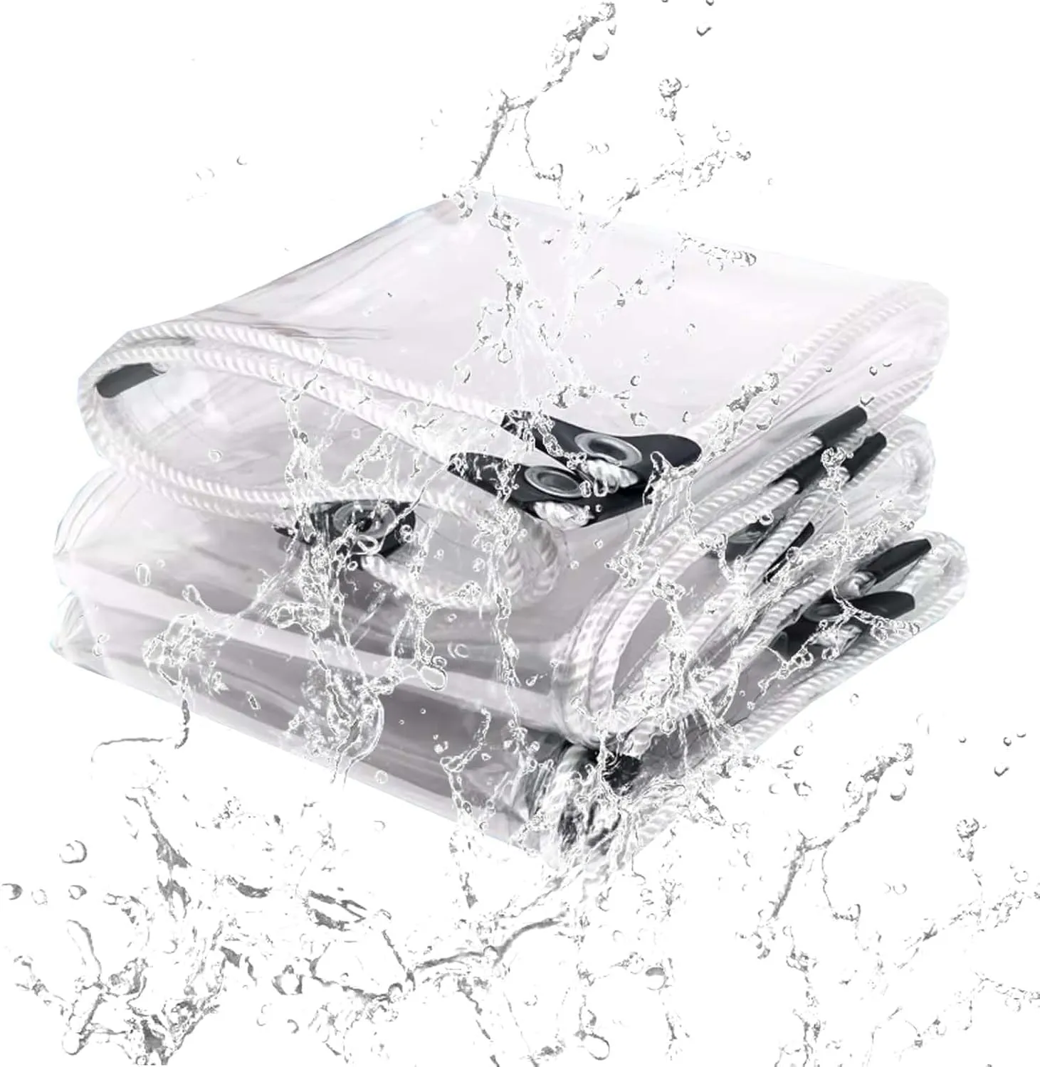 Heavy Duty Clear Tarpaulin Cover 3.9x5.9ft, Plastic Transparent Tarp with Grommets, Transparent Tarps Waterproof, Ripstop, Rainproof, for Patio, Greenhouse Outdoor
