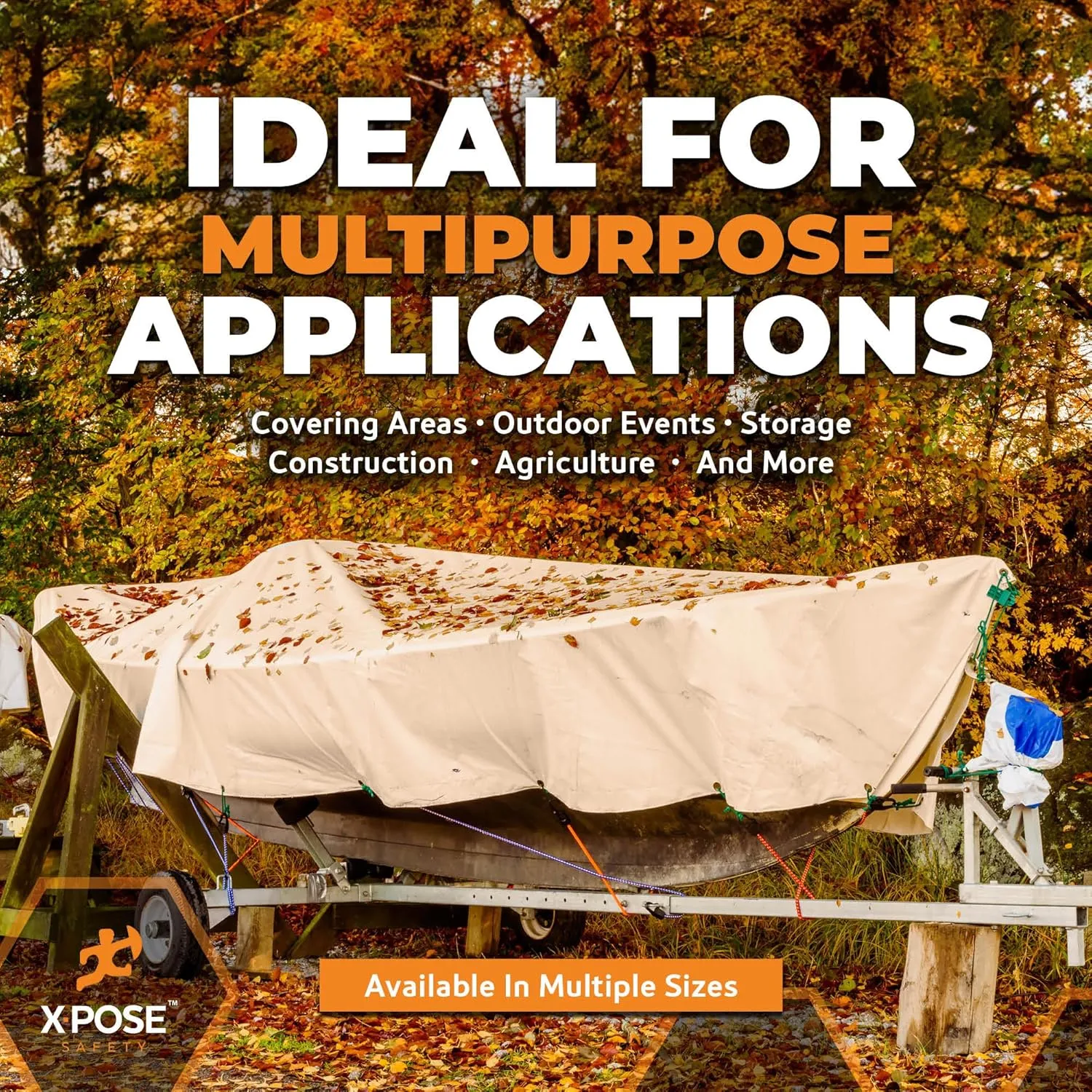 Heavy Duty Tan Poly Tarp 6' X 20' - Multipurpose Protective Cover - Durable, Waterproof, Weather Proof, Rip and Tear Resistant - Extra Thick 12 Mil Polyethylene - by Xpose Safety