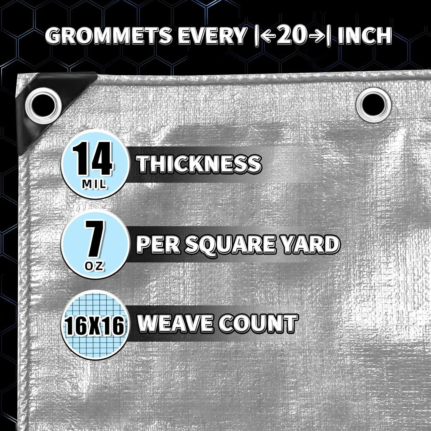 Heavy Duty Tarp 10x12 Feet, 14 Mil Waterproof Poly Tarps Cover UV Resistant, Rip & Tear Proof with Metal Grommets Every 20 Inches Silver Tarp by TA*RP YXCN