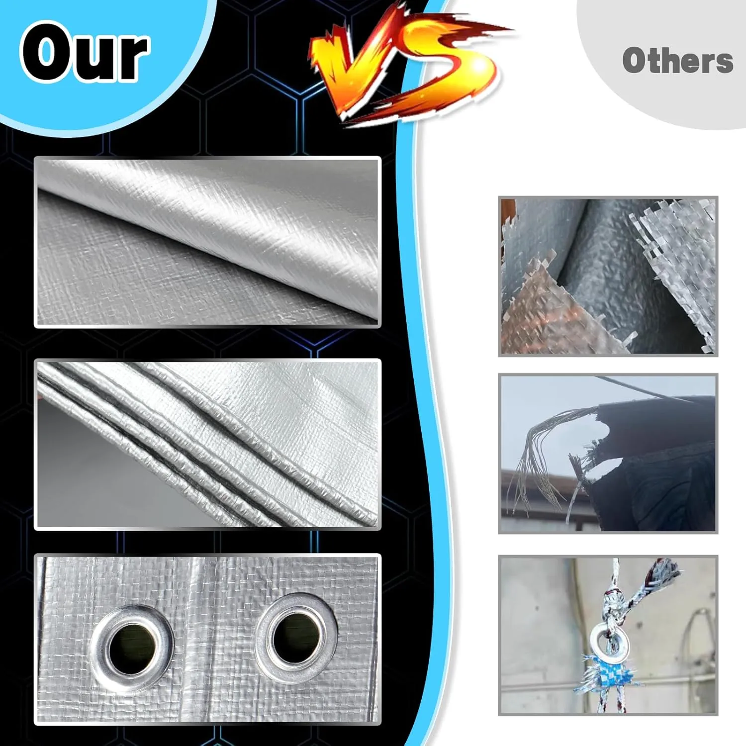 Heavy Duty Tarp 10x12 Feet, 14 Mil Waterproof Poly Tarps Cover UV Resistant, Rip & Tear Proof with Metal Grommets Every 20 Inches Silver Tarp by TA*RP YXCN