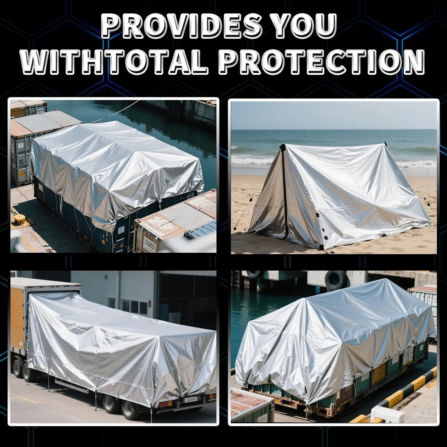 Heavy Duty Tarp 10x12 Feet, 14 Mil Waterproof Poly Tarps Cover UV Resistant, Rip & Tear Proof with Metal Grommets Every 20 Inches Silver Tarp by TA*RP YXCN