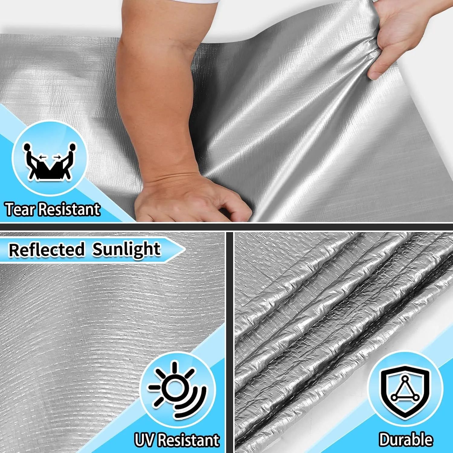Heavy Duty Tarp 10x12 Feet, 14 Mil Waterproof Poly Tarps Cover UV Resistant, Rip & Tear Proof with Metal Grommets Every 20 Inches Silver Tarp by TA*RP YXCN