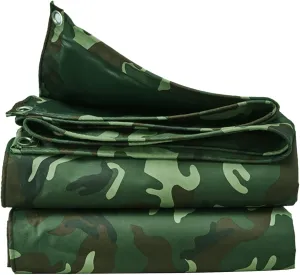 Heavy Duty Tarp Sheet Waterproof Camouflage Tarpaulin 0.45mm Thick Caravan Camo Cover 1.5x2m 1.5x3m Camping Fishing Ground Sheet Tarp Tent with Eyelets (Size : 1x1m)