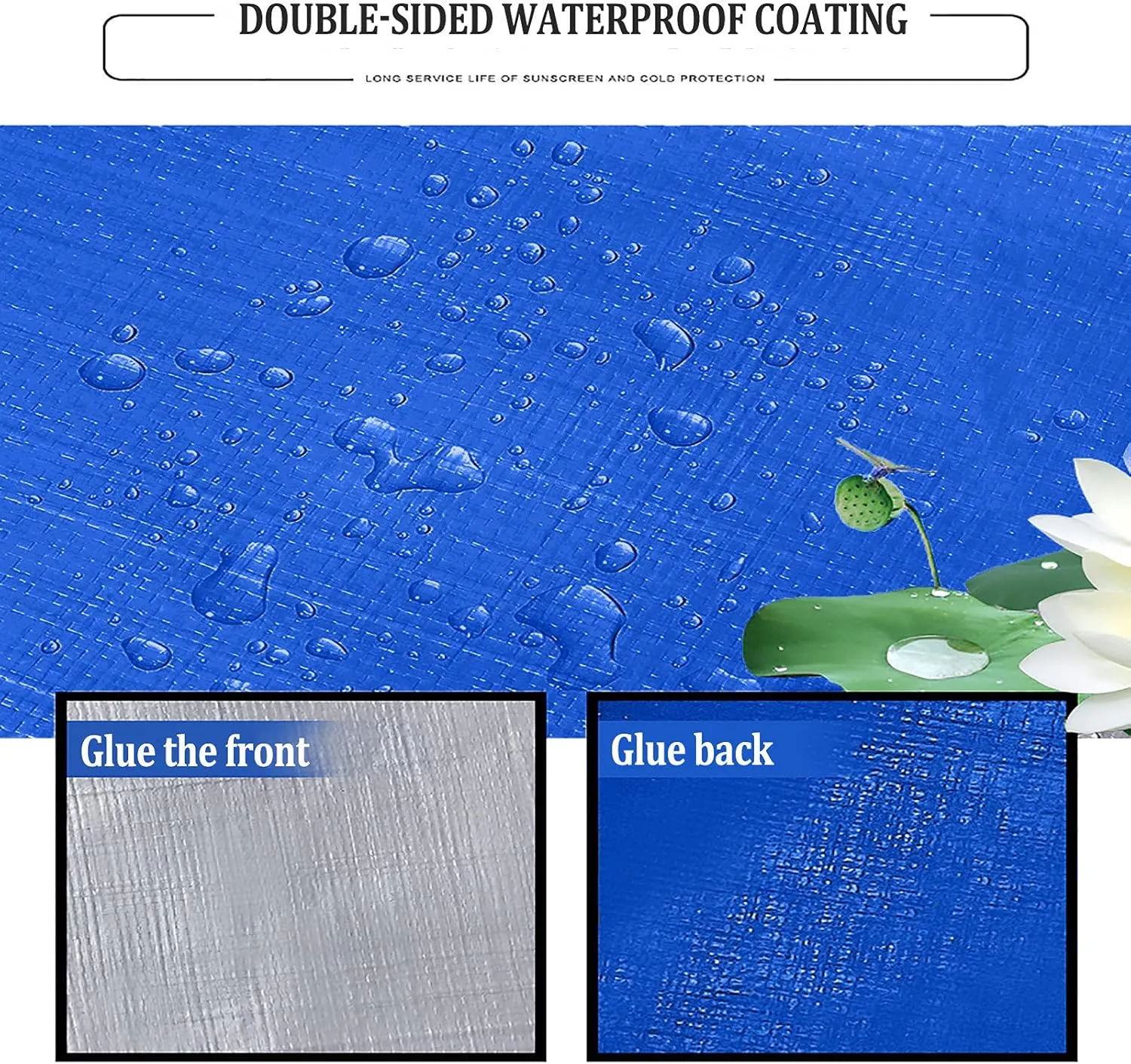 Heavy-Duty Tarpaulin, Heavy Duty Waterproof Tarpaulin, Protective Tarpaulin Sheet with Eyelets for Outdoor Camping Fishing Garden Furniture,Blue,5x10m