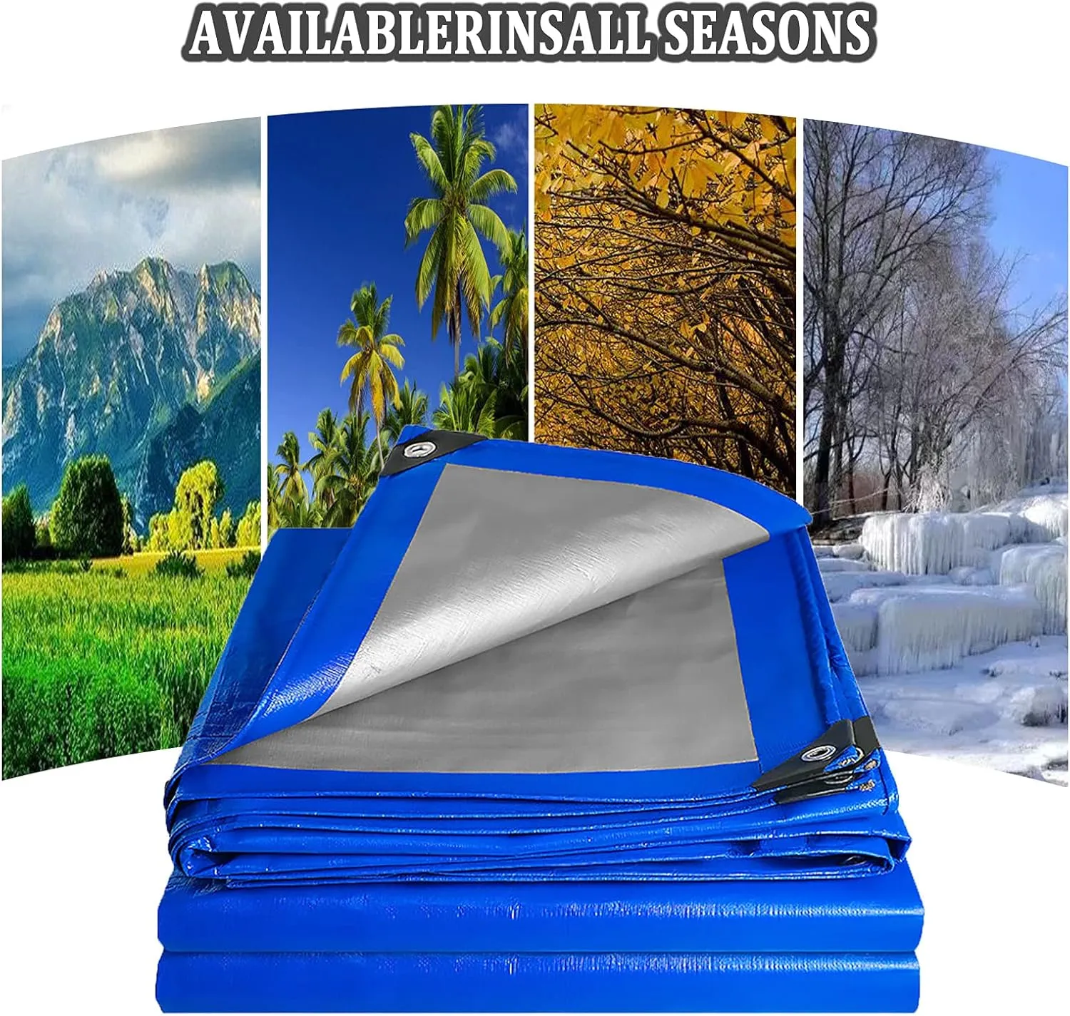Heavy-Duty Tarpaulin, Heavy Duty Waterproof Tarpaulin, Protective Tarpaulin Sheet with Eyelets for Outdoor Camping Fishing Garden Furniture,Blue,5x10m