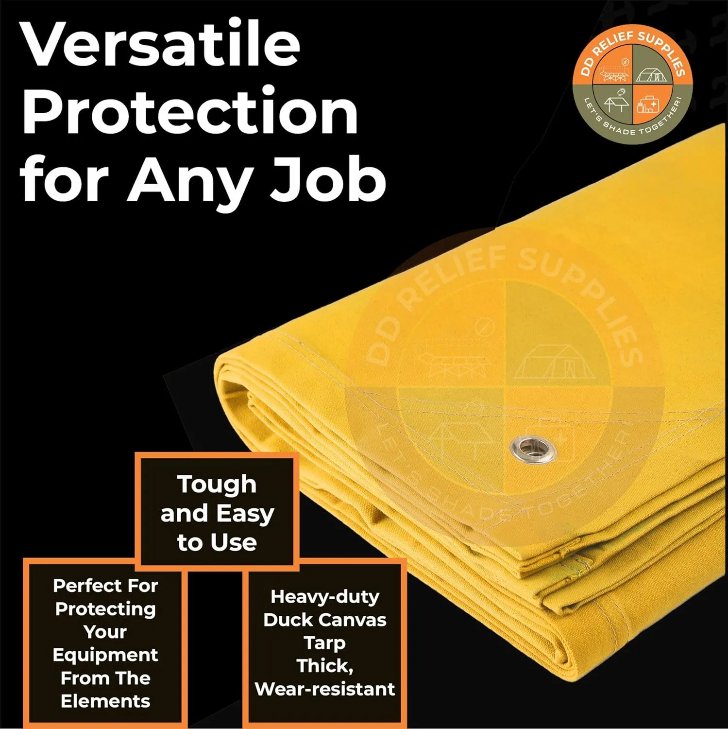 Heavy Duty Waterproof Canvas Tarp – 8X10 ' 24 oz, Tan with Grommets | Durable Multipurpose Cover for Camping, Canopies, Tents, Trailers, Machinery & Equipment