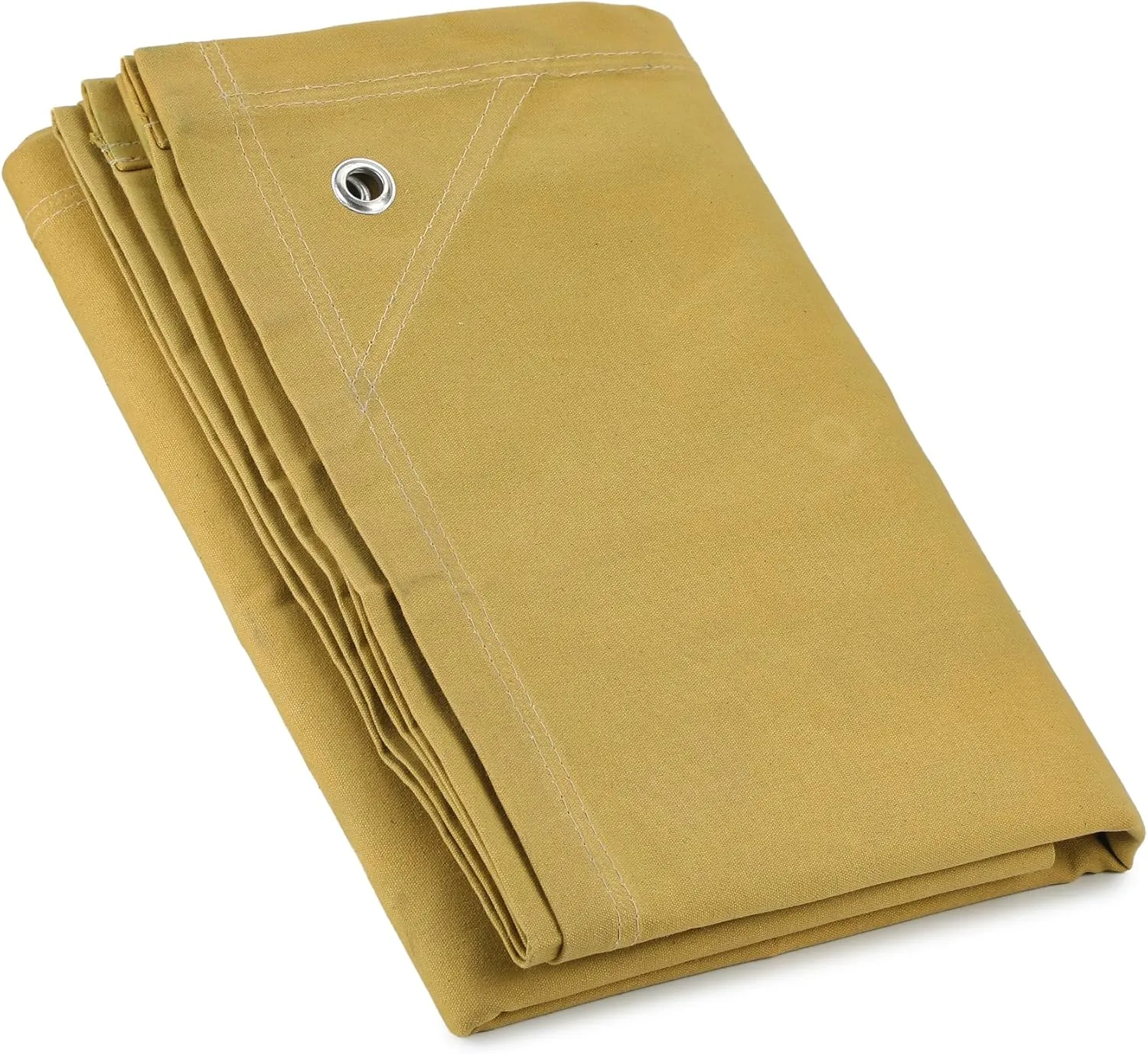 Heavy Duty Waterproof Canvas Tarp – 8X10 ' 24 oz, Tan with Grommets | Durable Multipurpose Cover for Camping, Canopies, Tents, Trailers, Machinery & Equipment