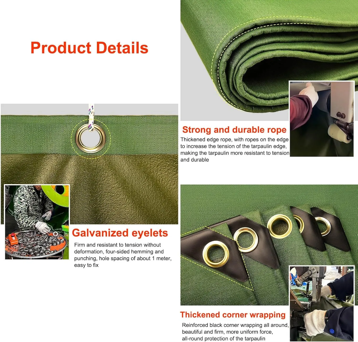 Heavy Duty Waterproof for Outdoors, PVC Coating, Canvas Material, UV Resistant, Multi-Purpose Tarpaulin for Car Boat Camping Firewood Woodpile