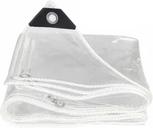 Heavy Duty Waterproof PVC Clear Tarps 4.9x5.9ft, Thick Transparent Tarpaulin with Grommets, PVC Plastic Tarp Dustproof, for Greenhouse Patio Chicken