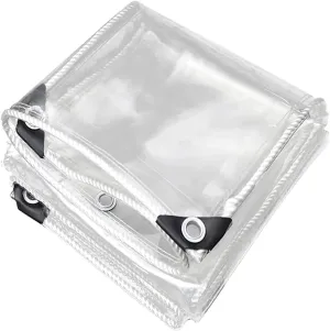 Heavy Duty Waterproof PVC Tarps 18.0x39.4ft, Clear Tarpaulin Cover, Clear Tarps with Grommets, Clear Plastic Tarps, Tear Resistant, for Patio, Canopy, Camping