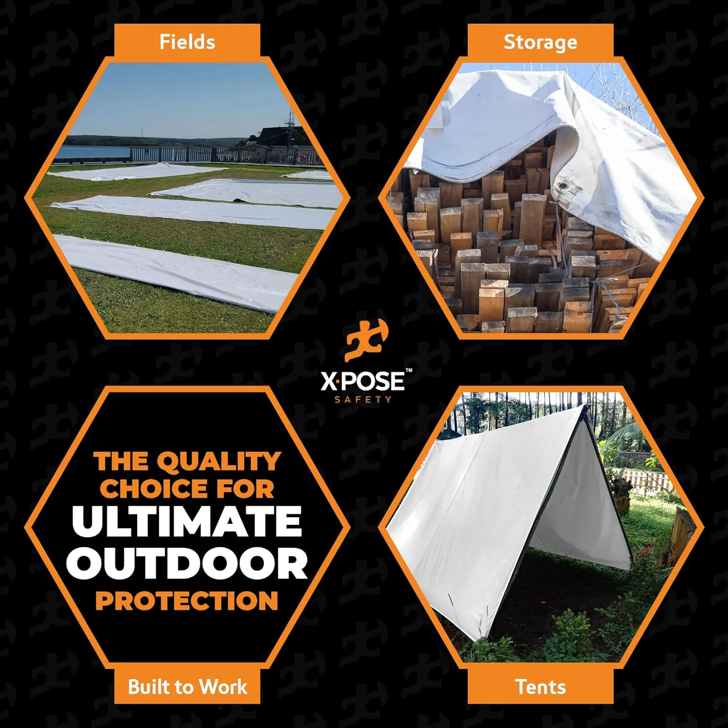 Heavy Duty White Poly Tarp 6' X 20' - Multipurpose Protective Cover - Durable, Waterproof, Weather Proof, Rip and Tear Resistant - Extra Thick 12 Mil Polyethylene - by Xpose Safety