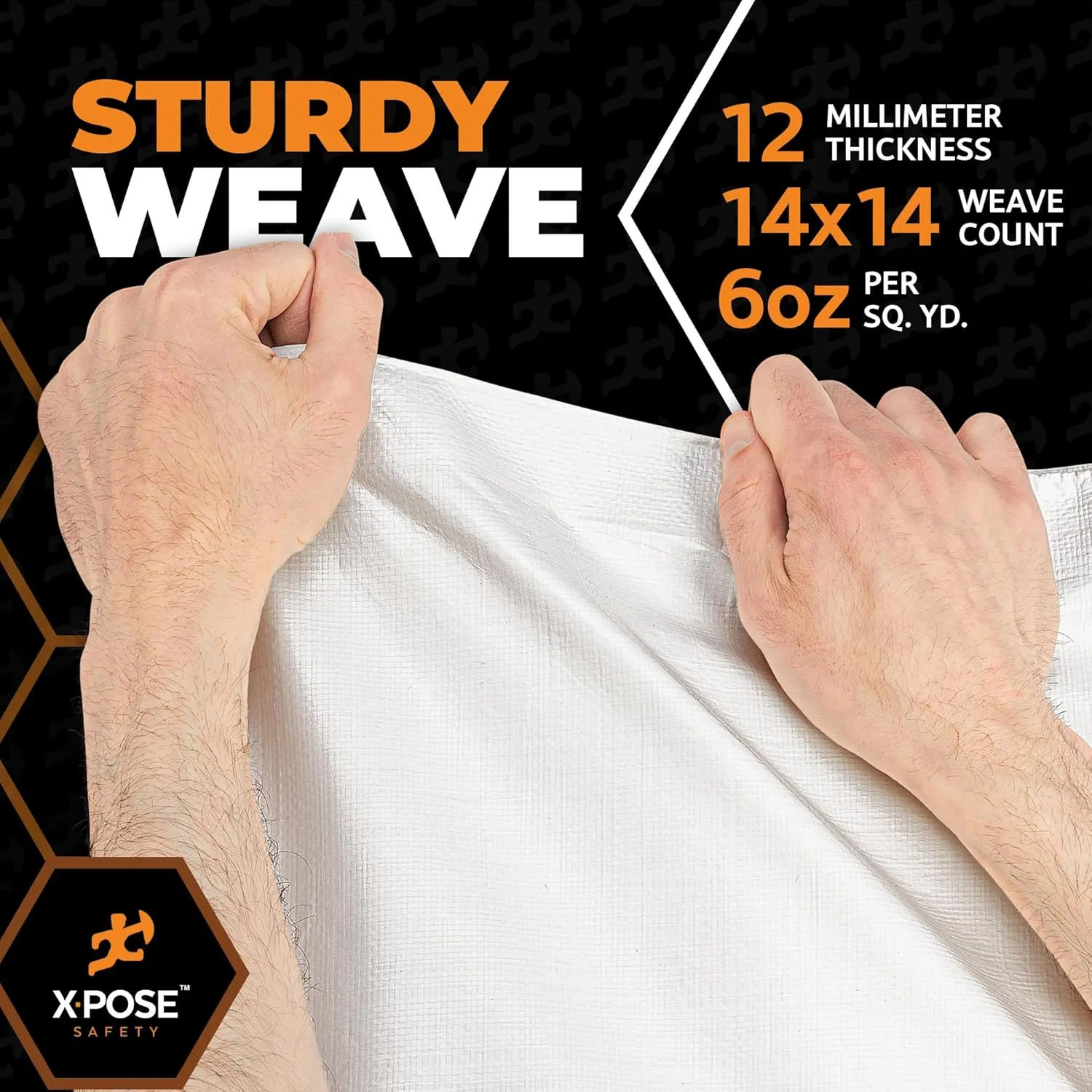 Heavy Duty White Poly Tarp 6' X 20' - Multipurpose Protective Cover - Durable, Waterproof, Weather Proof, Rip and Tear Resistant - Extra Thick 12 Mil Polyethylene - by Xpose Safety