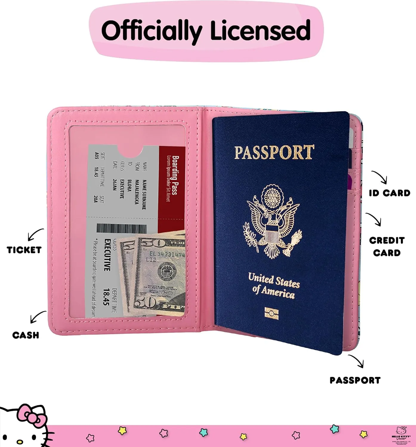 Hello Kitty Passport Holder for Travel Official License, Cute Passport Cover, Sanrio Gifts