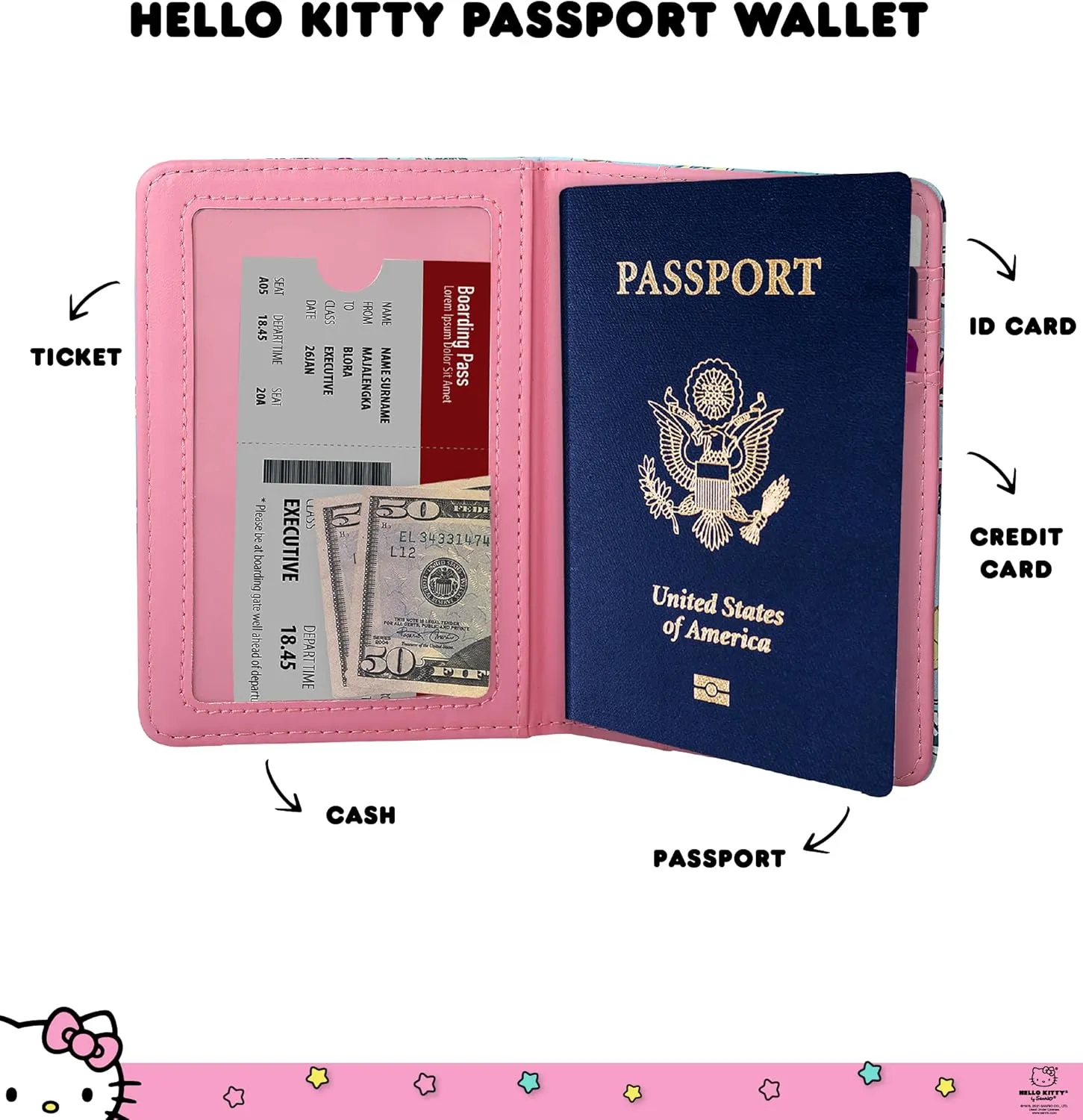 Hello Kitty Passport Holder for Travel Official License, Cute Passport Cover, Sanrio Gifts