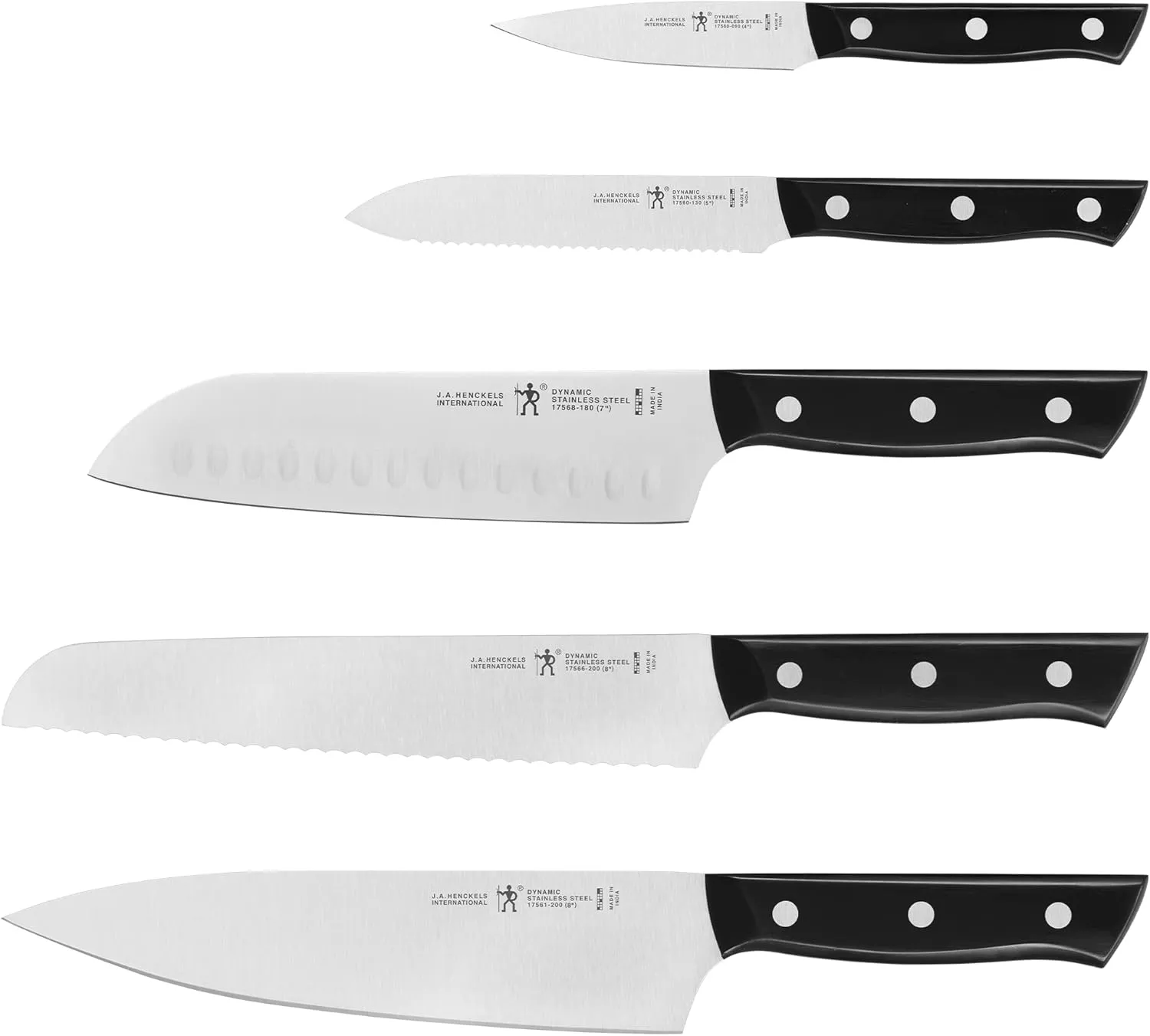 HENCKELS Dynamic Razor-Sharp 5-Piece Kitchen Knife Set, Chef Knife, Bread Knife, German Engineered Informed by 100  Years of Mastery