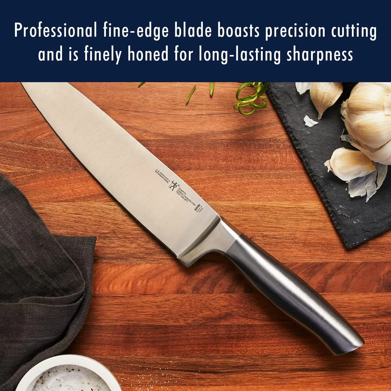 Henckels Graphite 20-pc Self-Sharpening Knife Set with Block, Chef Knife, Paring Knife, Utility Knife, Bread Knife, Steak Knife, Brown