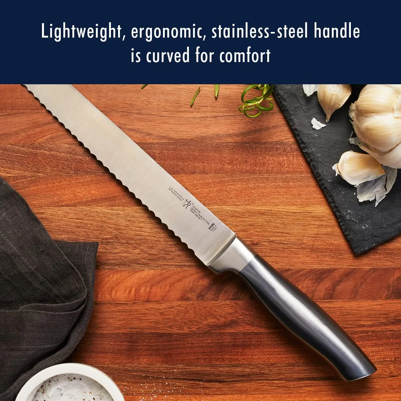 Henckels Graphite 20-pc Self-Sharpening Knife Set with Block, Chef Knife, Paring Knife, Utility Knife, Bread Knife, Steak Knife, Brown