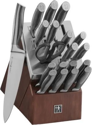 Henckels Graphite 20-pc Self-Sharpening Knife Set with Block, Chef Knife, Paring Knife, Utility Knife, Bread Knife, Steak Knife, Brown