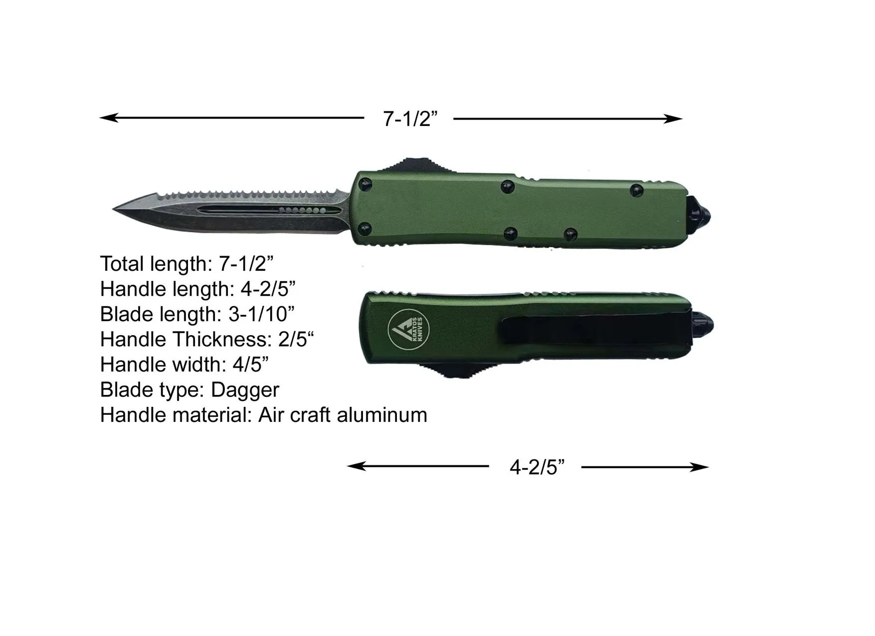 HIGH PERFORMANCE OTF - GREEN - SERRATED DAGGER