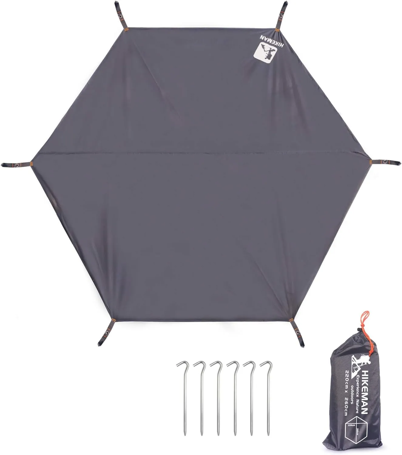 HIKEMAN Hexagonal Tent Footprint,1-4 Person Ultralight Waterproof Tent Tarp Ground Sheet Mat with 6 Tent Stakes for Camping Hiking Picnic Backpacking