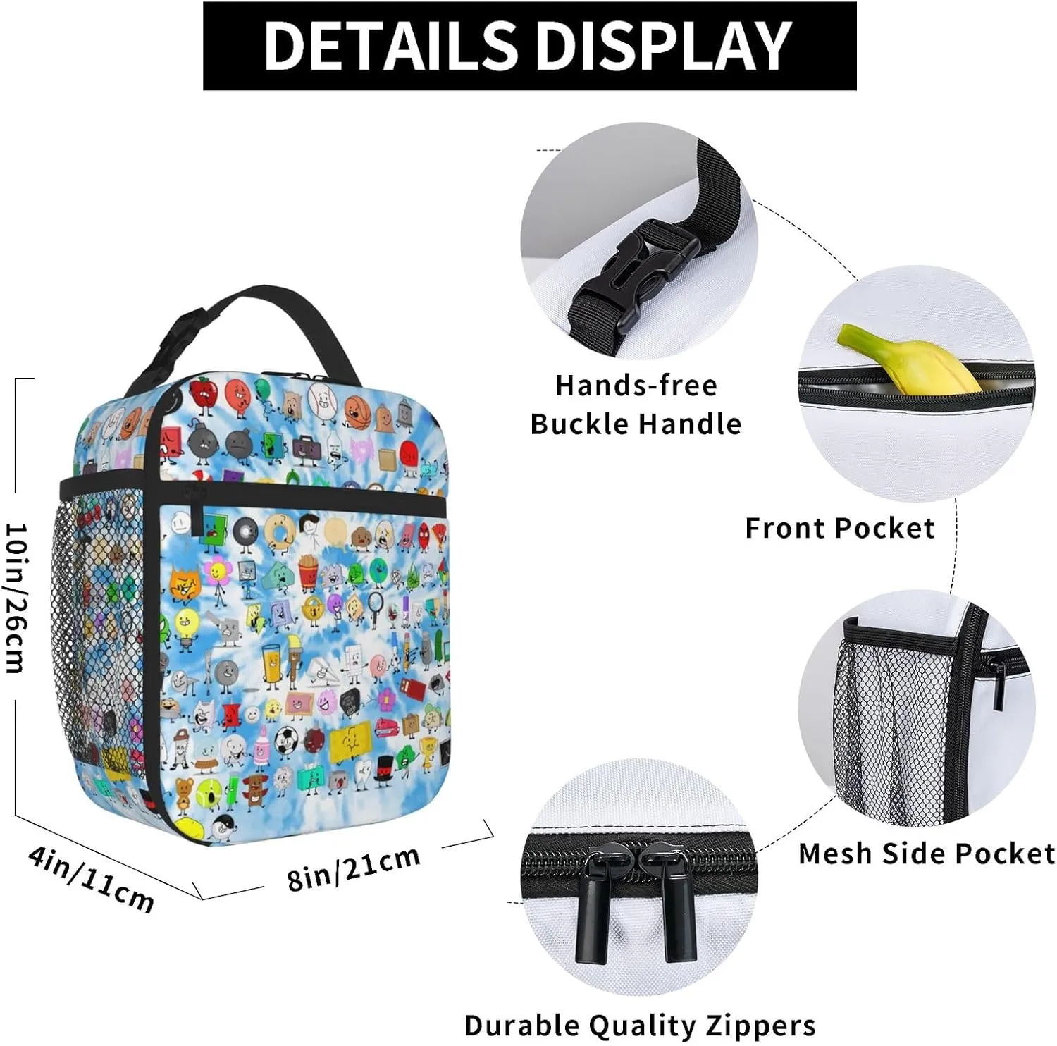 Hiking Daypacks Large-Capacity Backpack And Insulated Lunch Bag Combination Sets, Black1