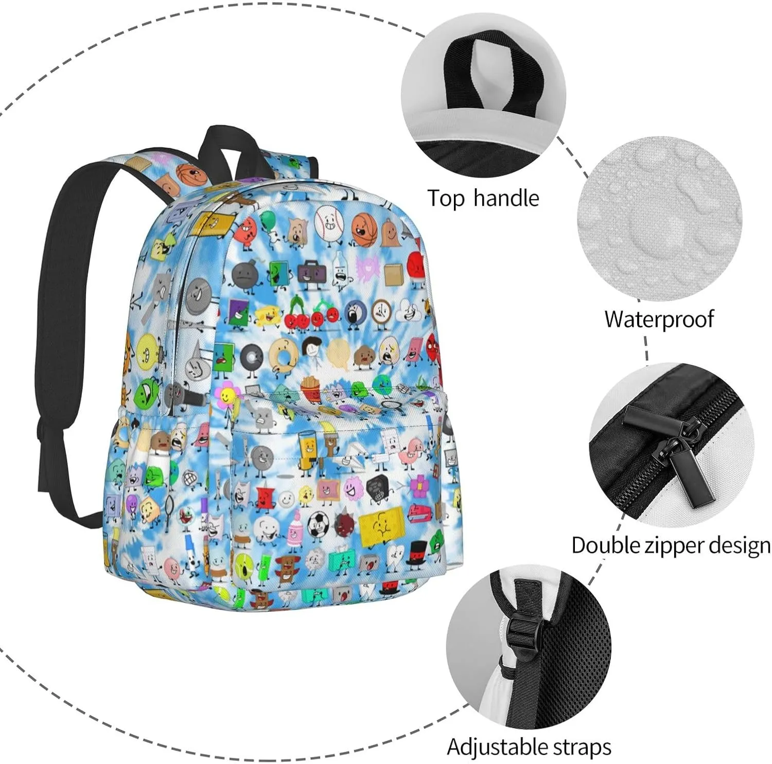 Hiking Daypacks Large-Capacity Backpack And Insulated Lunch Bag Combination Sets, Black1