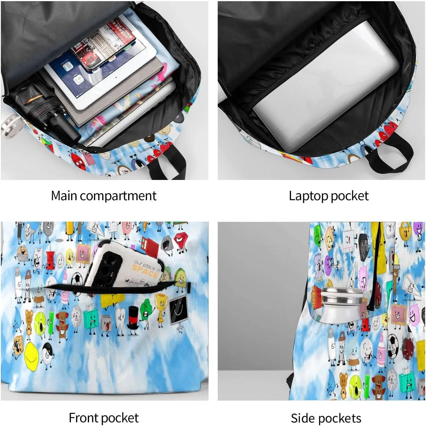 Hiking Daypacks Large-Capacity Backpack And Insulated Lunch Bag Combination Sets, Black1