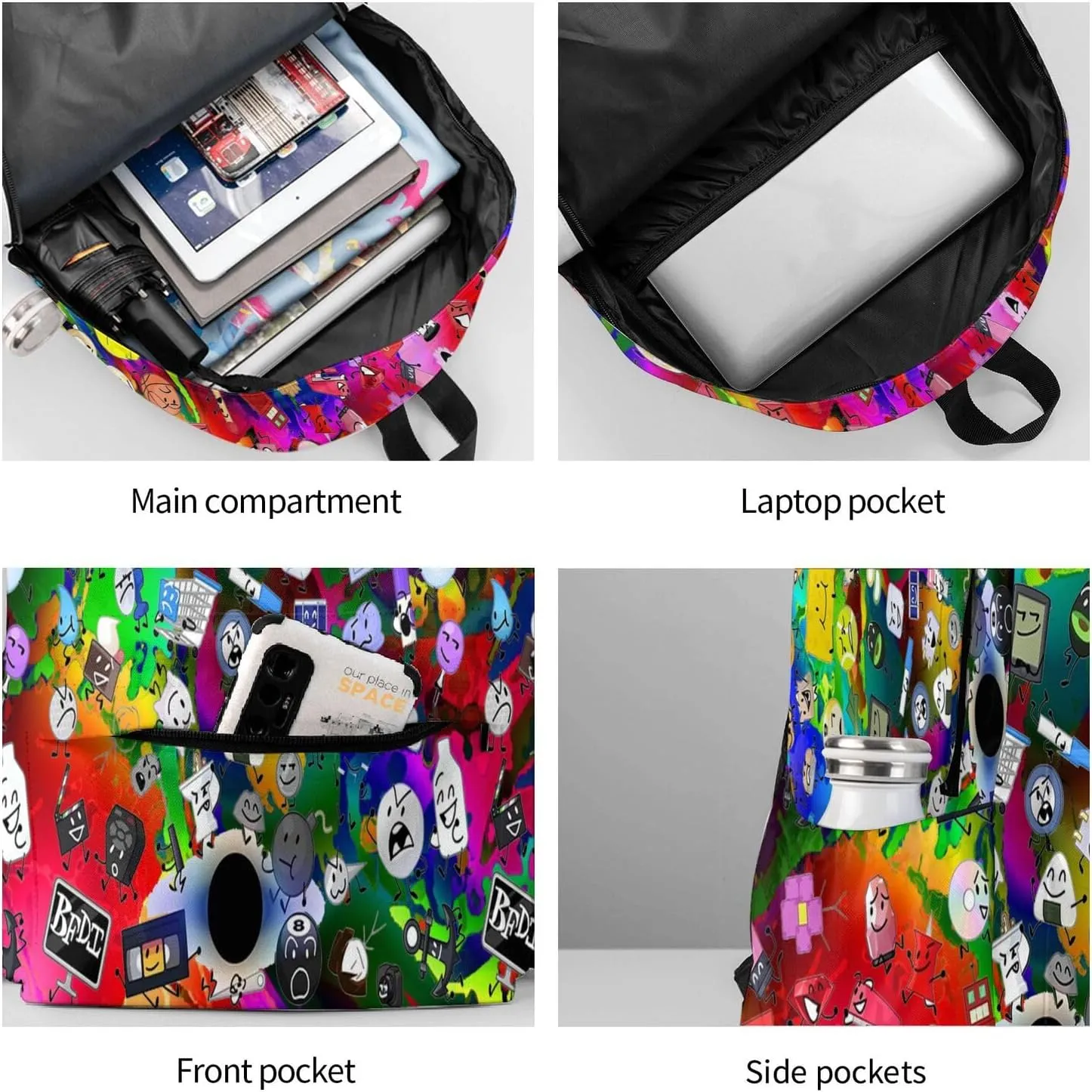 Hiking Daypacks Large-Capacity Backpack And Insulated Lunch Bag Combination Sets, Black3