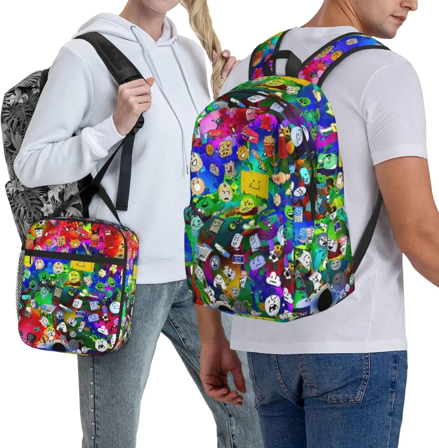 Hiking Daypacks Large-Capacity Backpack And Insulated Lunch Bag Combination Sets, Black3
