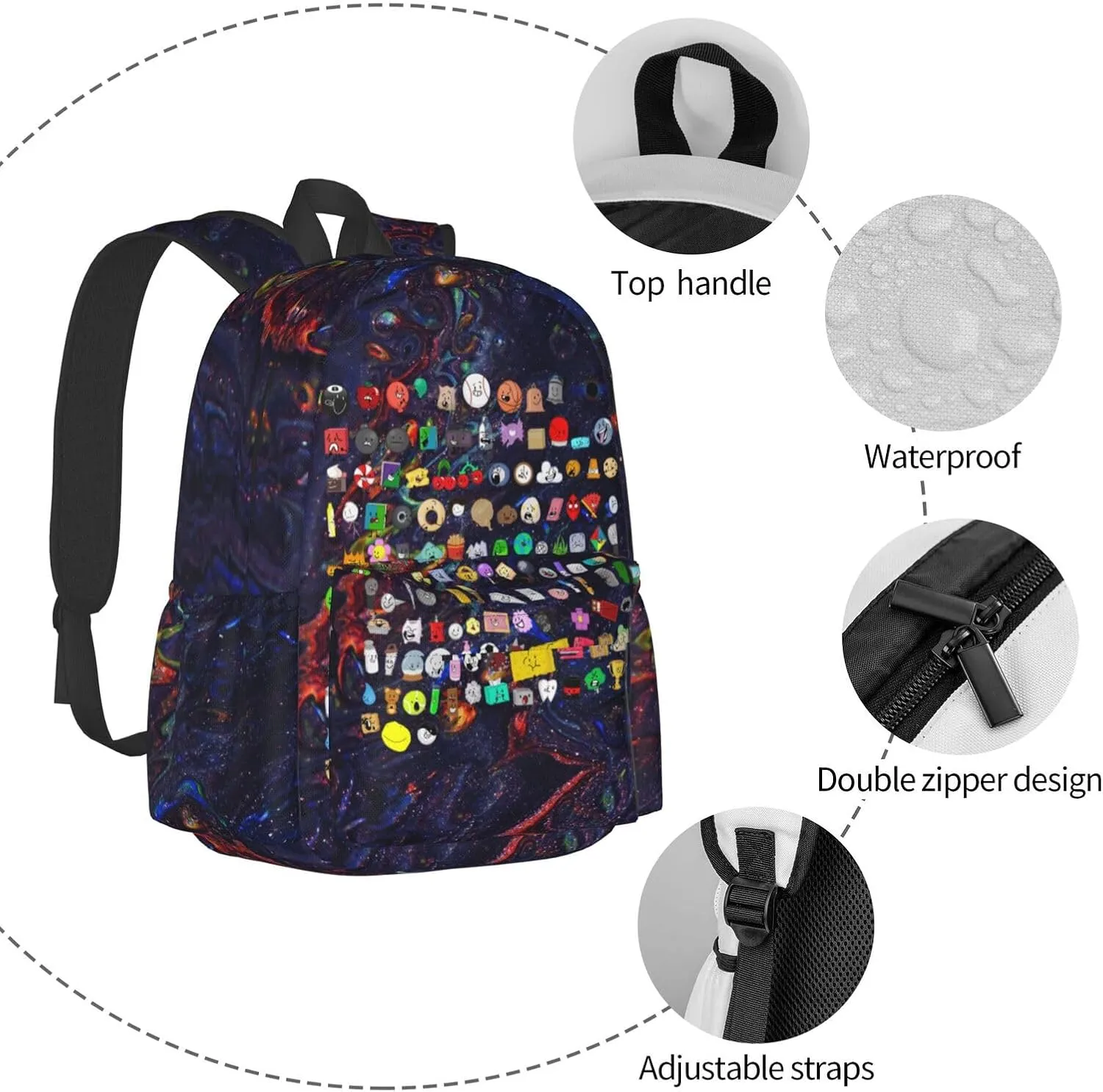 Hiking Daypacks Large-Capacity Backpack And Insulated Lunch Bag Combination Sets, Black4