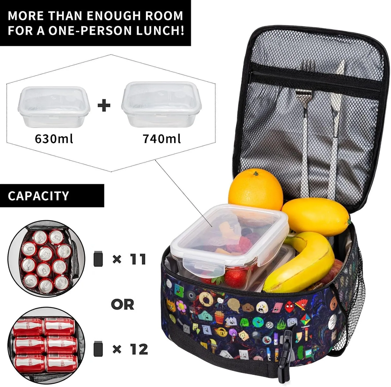 Hiking Daypacks Large-Capacity Backpack And Insulated Lunch Bag Combination Sets, Black4
