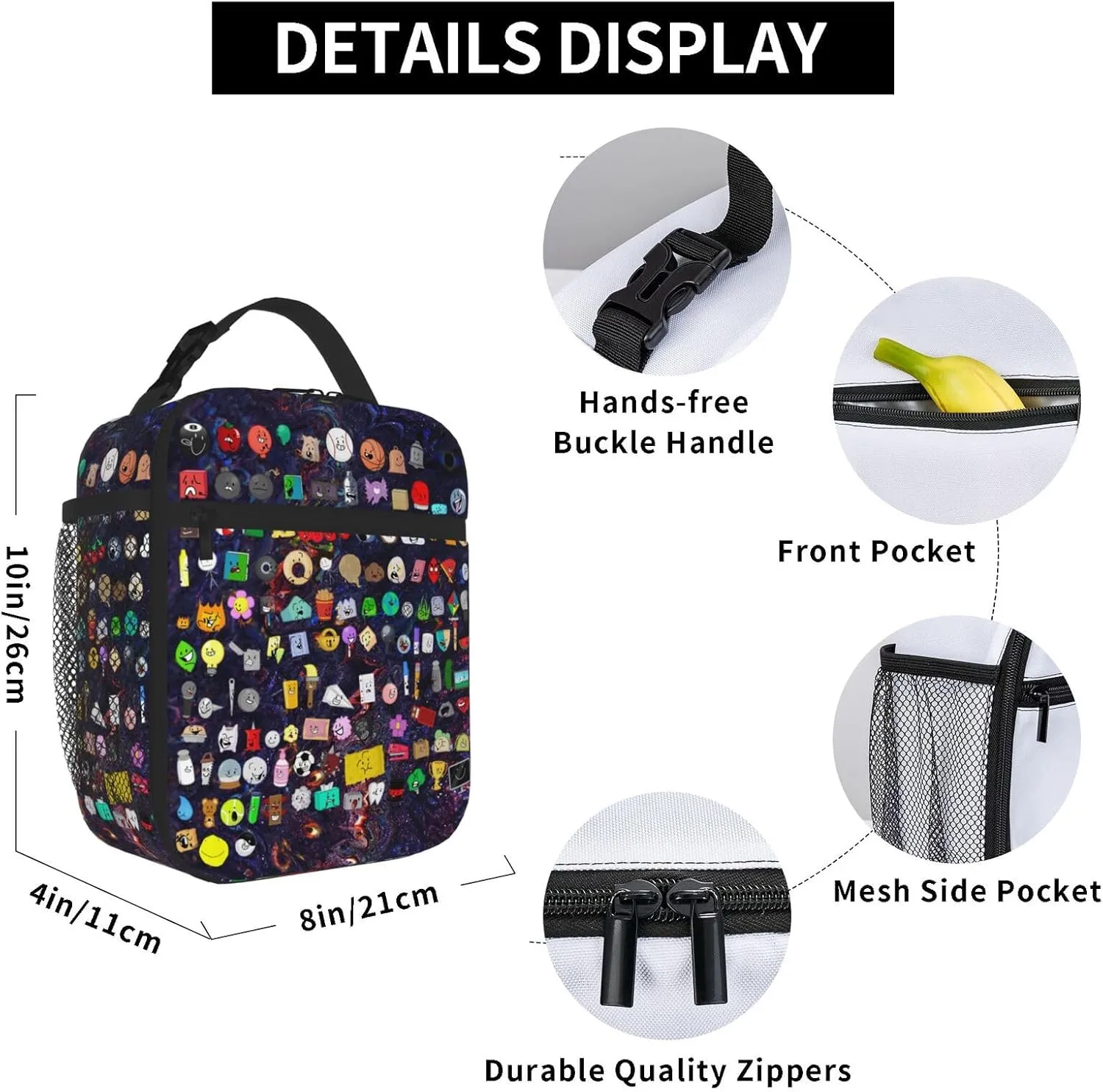 Hiking Daypacks Large-Capacity Backpack And Insulated Lunch Bag Combination Sets, Black4