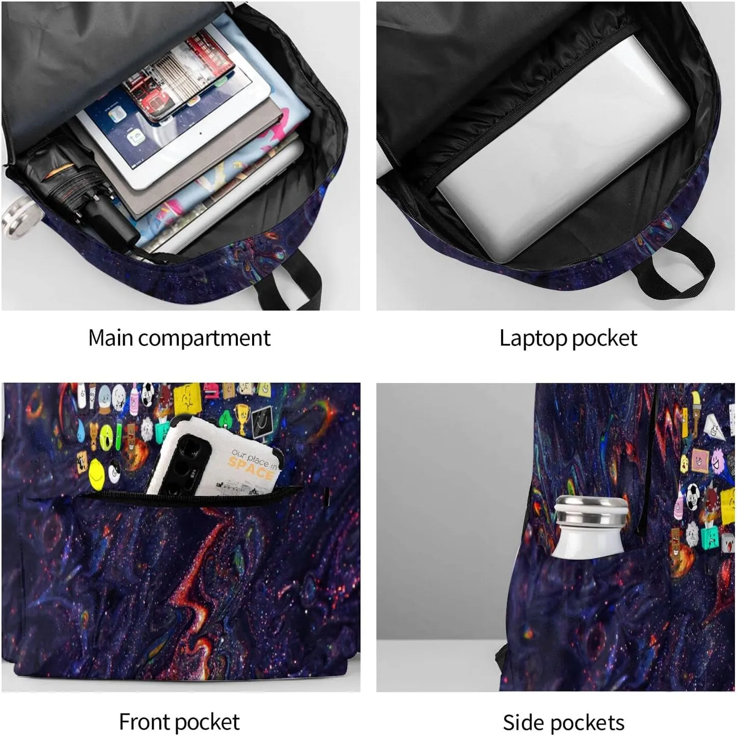 Hiking Daypacks Large-Capacity Backpack And Insulated Lunch Bag Combination Sets, Black4