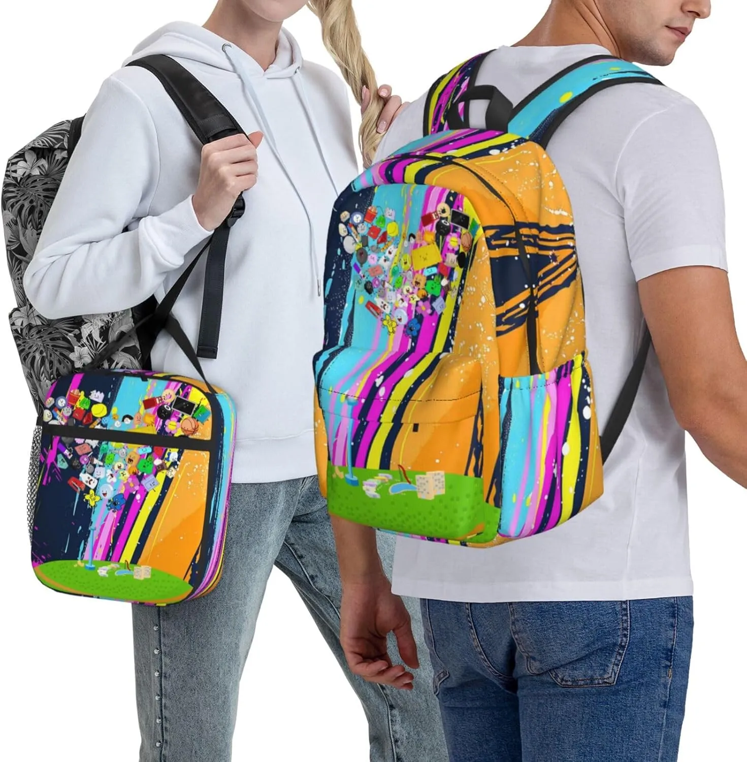 Hiking Daypacks Large-Capacity Backpack And Insulated Lunch Bag Combination Sets, Black5