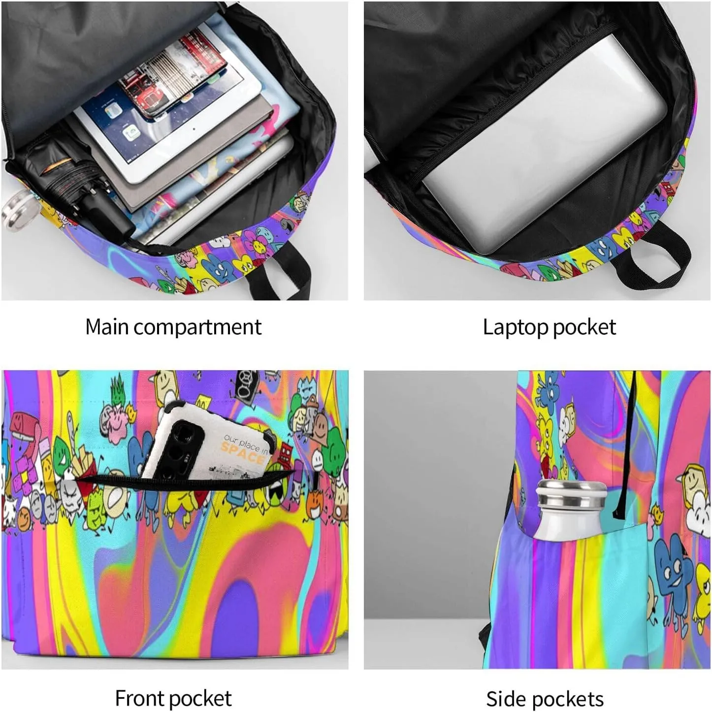 Hiking Daypacks Large-Capacity Backpack And Insulated Lunch Bag Combination Sets, Black6