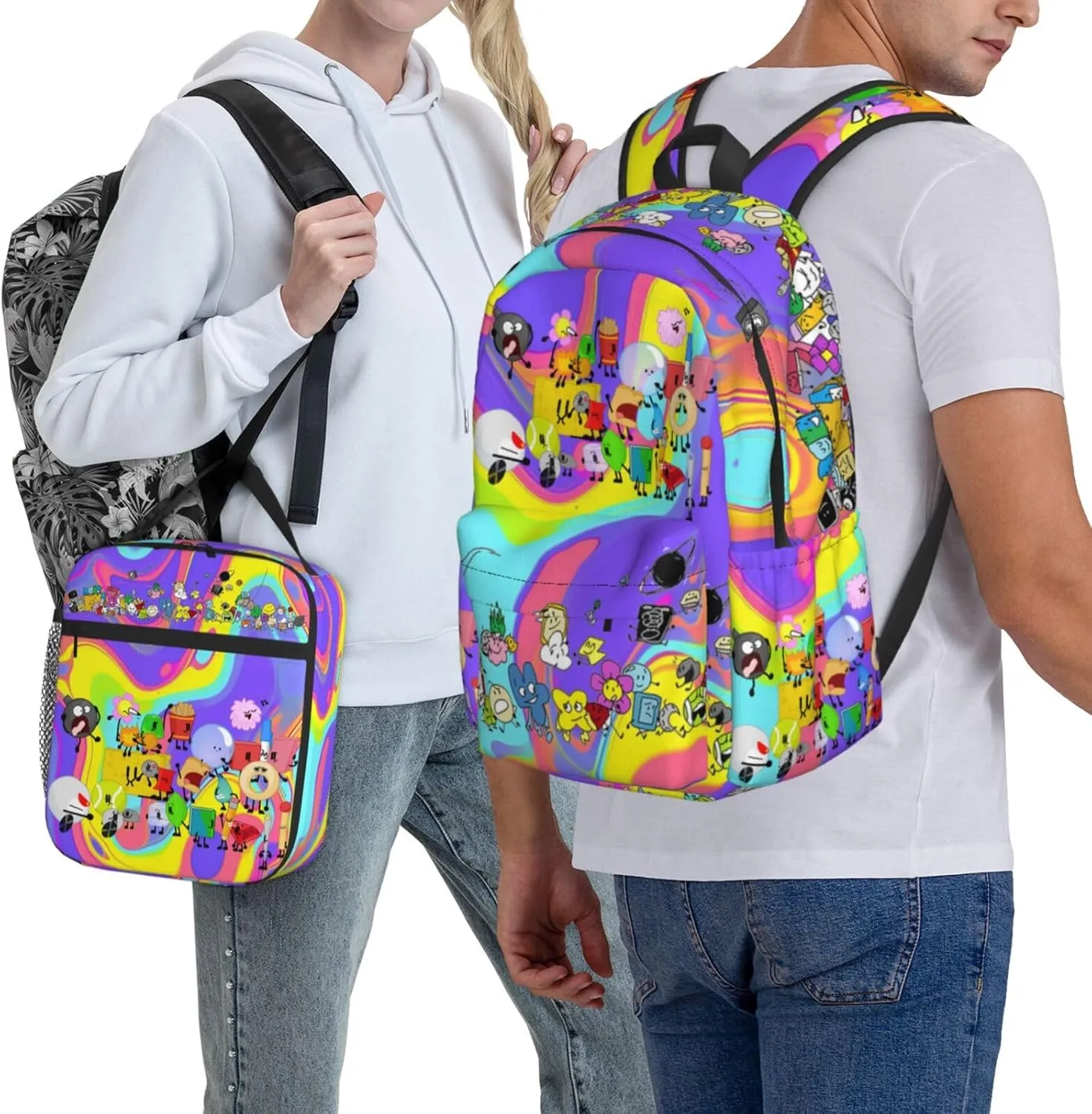 Hiking Daypacks Large-Capacity Backpack And Insulated Lunch Bag Combination Sets, Black6