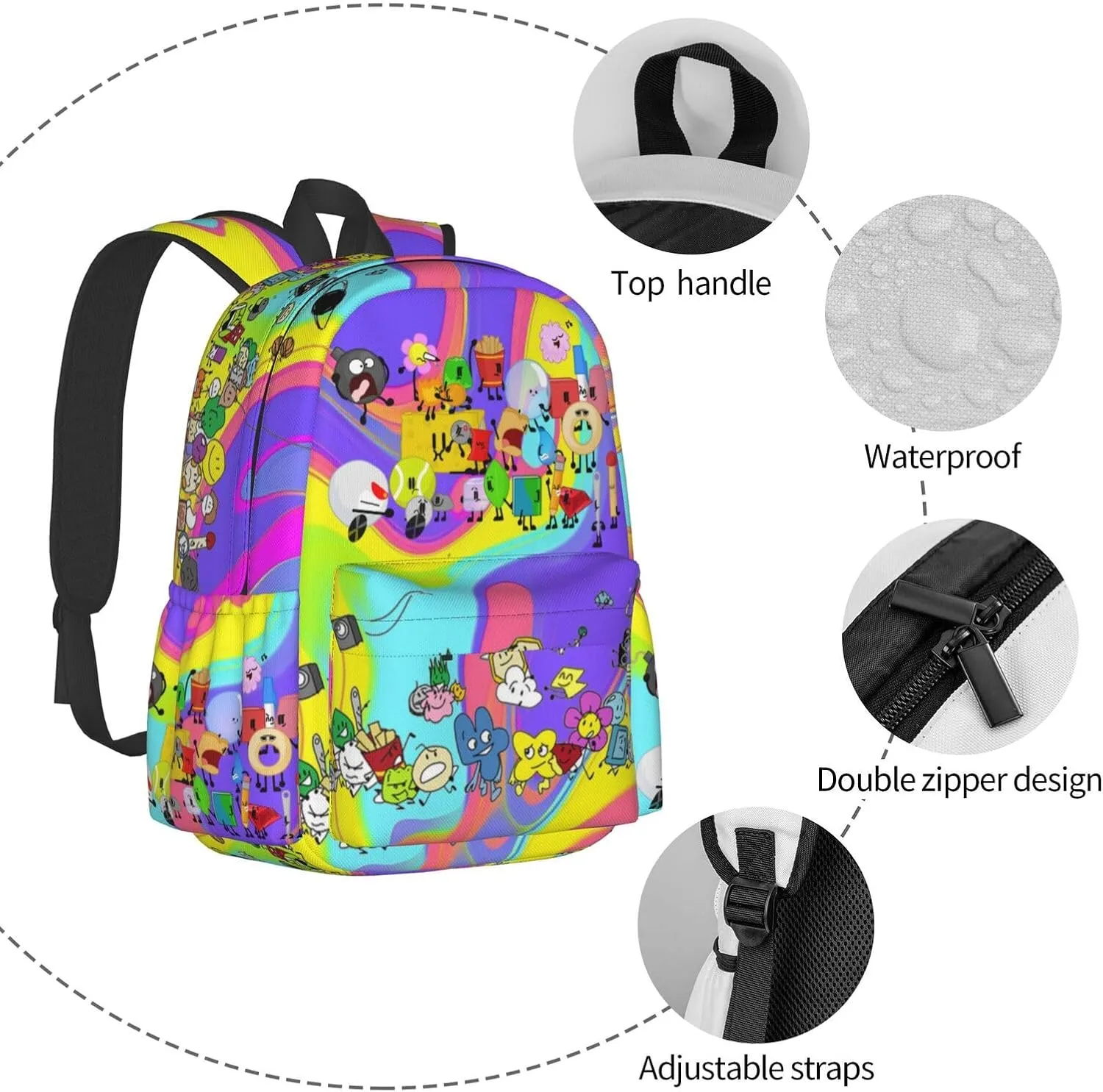 Hiking Daypacks Large-Capacity Backpack And Insulated Lunch Bag Combination Sets, Black6