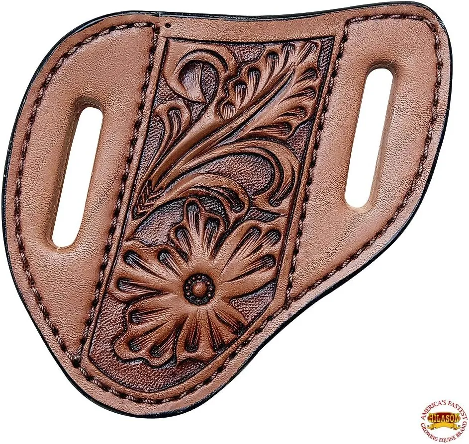 HILASON Leather Angled Knife Scabbard Sheath Cover Floral Tooled| Knife Holster| Pocket Knife Sheath| Buck Knife Sheath| Knife Scabbard