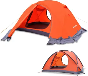 Himalaya 2 Person 4 Season Tent, Winter Camping Tent Ultralight Waterproof with Aluminum Alloy Poles PU8000mm Double Layer Easy Set Up for Cold Weather Outdoor Camping Hiking Mountaineering