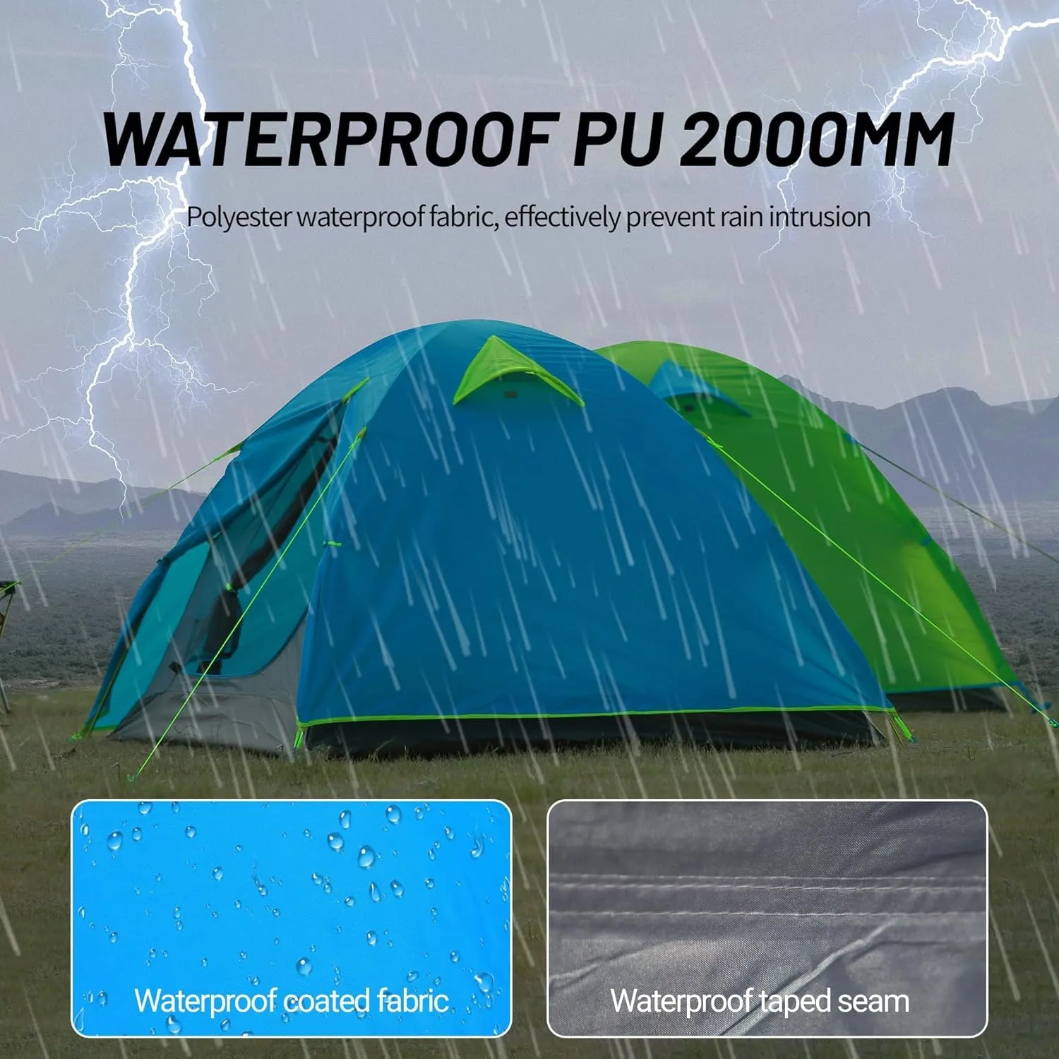 Himalaya 2 Person Camping Tent, Backpacking Tent Waterproof Windproof Lightweight Portable Easy Setup Double Layer Two Door for Outdoor Camping Hiking Mountaineering Travel