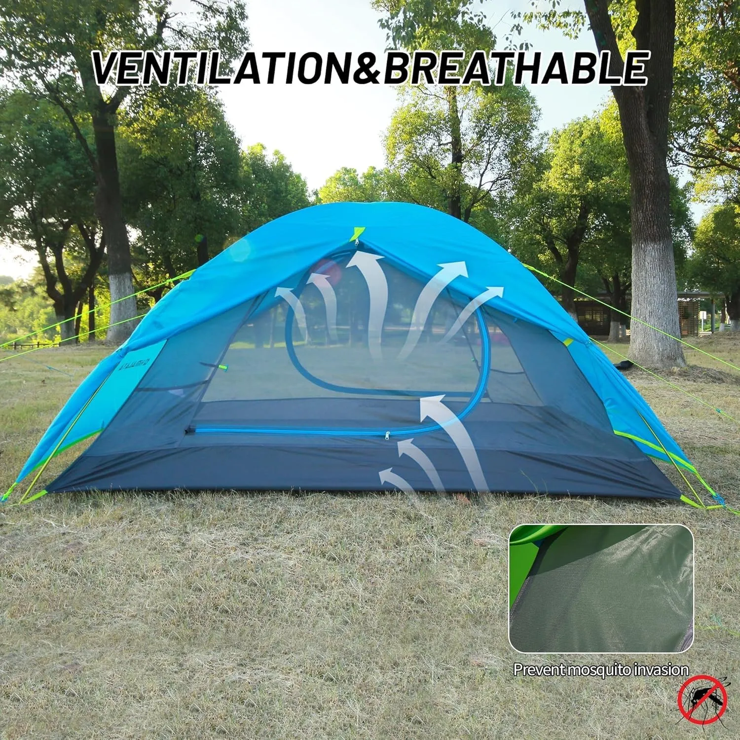 Himalaya 2 Person Camping Tent, Backpacking Tent Waterproof Windproof Lightweight Portable Easy Setup Double Layer Two Door for Outdoor Camping Hiking Mountaineering Travel