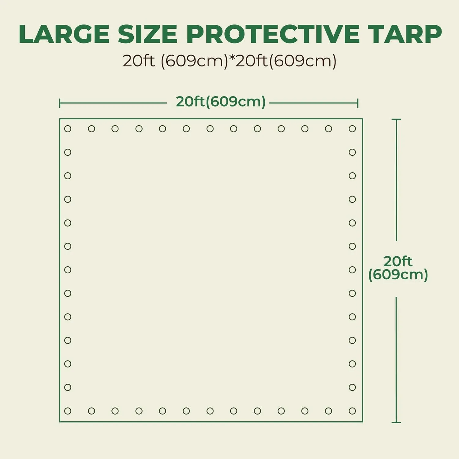 HIRALIY 14 Mil Tarp Waterproof 20x20 Feet, Extra Thick Heavy Duty Tarp with Reinforced Grommets for Firewood, Roof, Camping, Patio, Pool, Boat, Dump Trailer