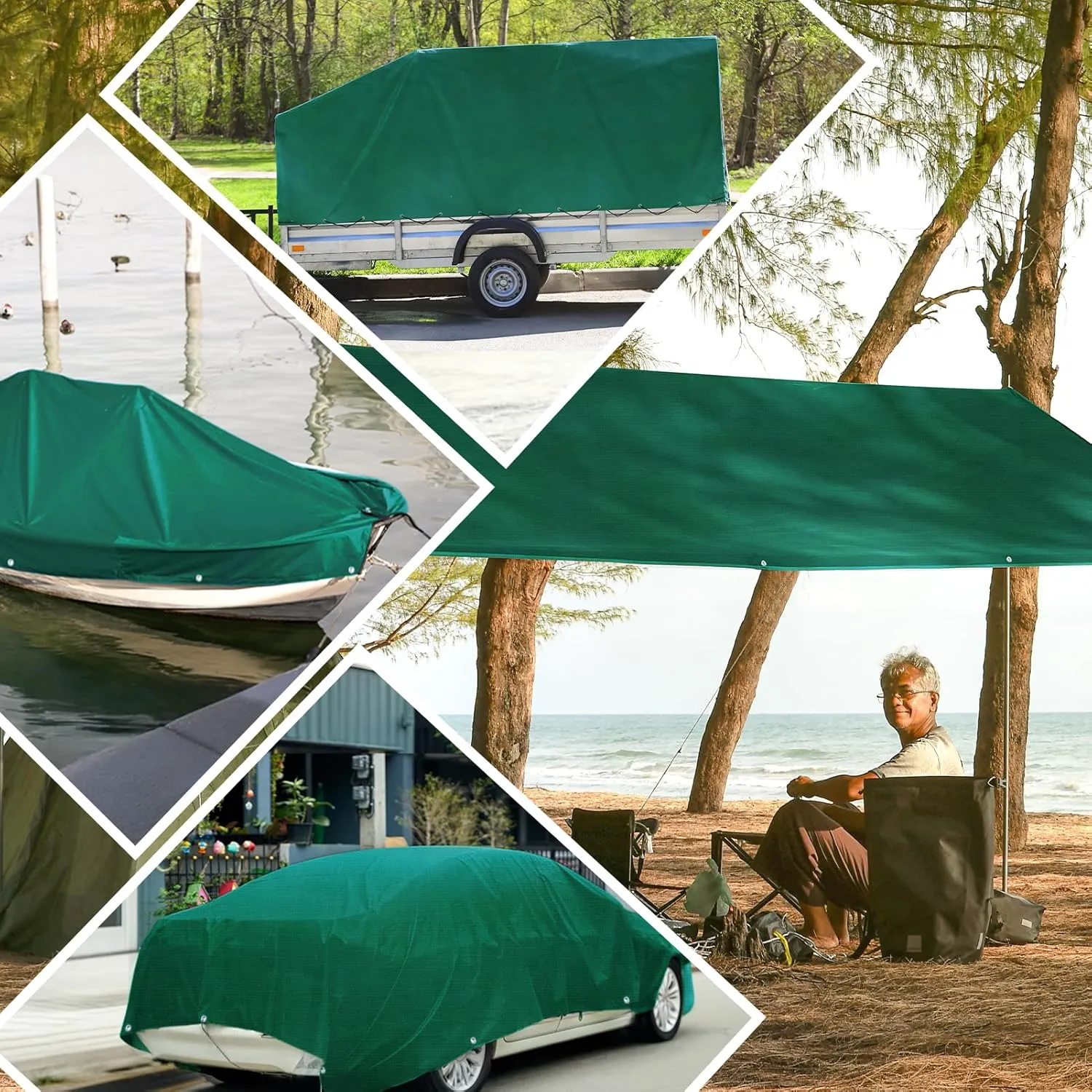 HIRALIY 14 Mil Tarp Waterproof 20x20 Feet, Extra Thick Heavy Duty Tarp with Reinforced Grommets for Firewood, Roof, Camping, Patio, Pool, Boat, Dump Trailer