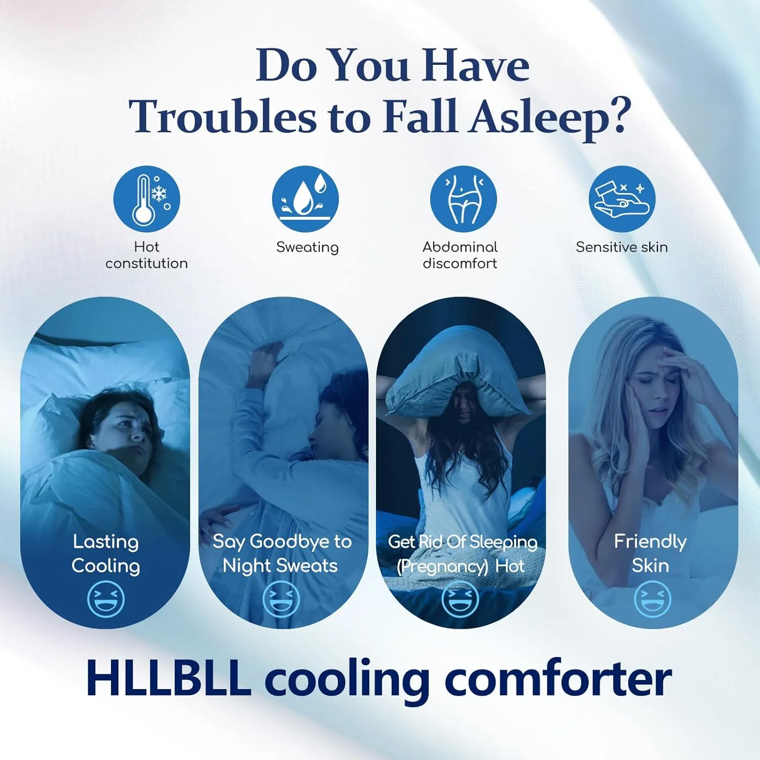 HLLBLL® Cooling Comforter, Ultra Cold Fiber Technology, All-Season Lightweight Blanket to Quickly Cool Down,Deep Sleep Throughout The Night (Aqua Blue, Twin/Twin XL (68"x90"))