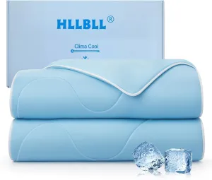 HLLBLL® Cooling Comforter, Ultra Cold Fiber Technology, All-Season Lightweight Blanket to Quickly Cool Down,Deep Sleep Throughout The Night (Aqua Blue, Twin/Twin XL (68"x90"))